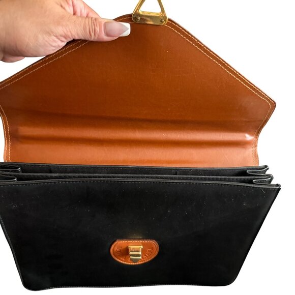 Moda Italiana Vintage Leather Briefcase Brown & Black Business Bag - Picture 6 of 8
